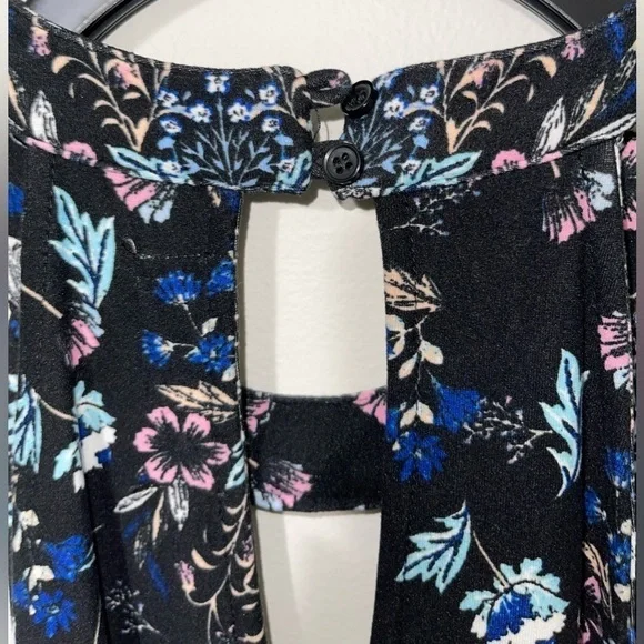 Pink Rose Halter Top Black Floral Dress Size Large - Picture 4 of 7